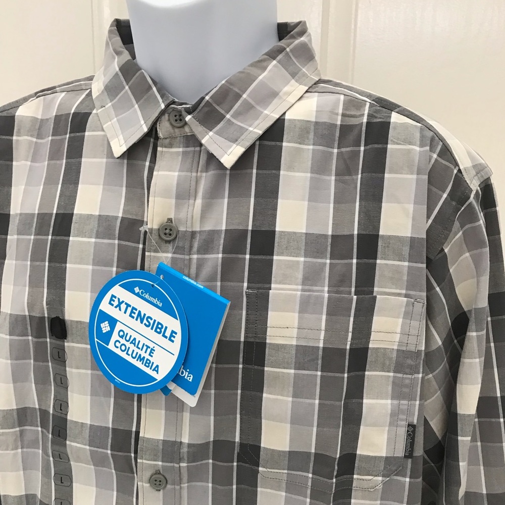 COLUMBIA Gray Check Shirt L